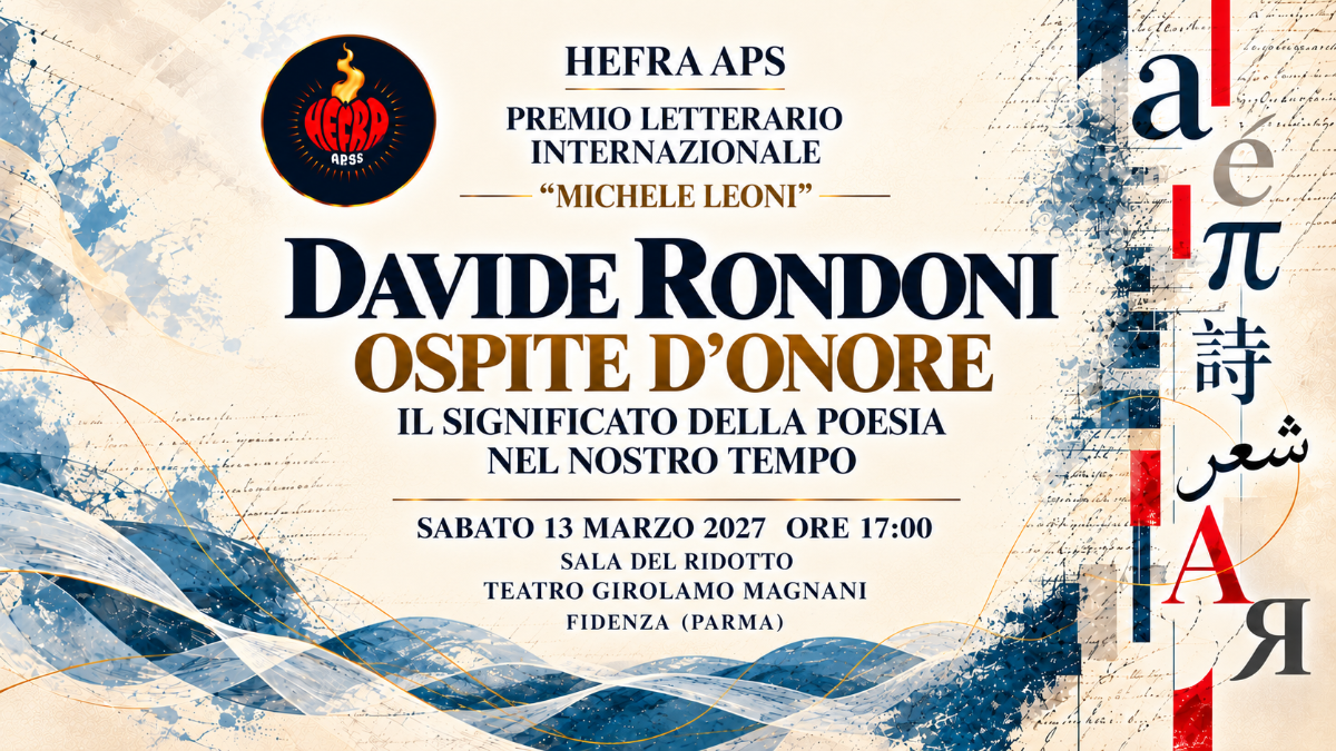 Davide Rondoni ospite d'onore del Premio Michele Leoni 2027 a Fidenza. Il poeta interverrà sul significato della poesia nel nostro tempo. | HEFRA APS